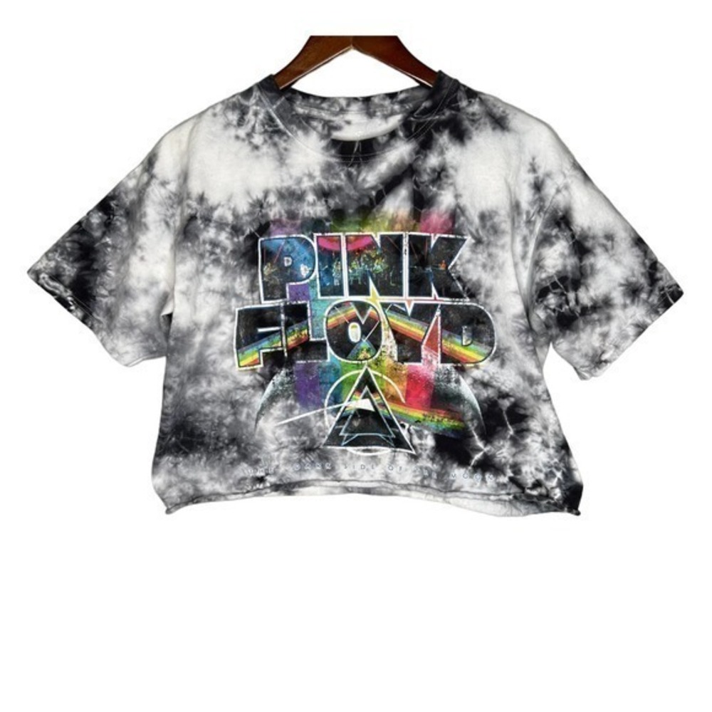 Pink Floyd Dark Side of the Moon Tie-Dye cropped T-Shirt graphic tee boxy large
